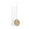 Vaso Transparente Delgado Tapa Bambu Con Pajita 600ml Xum