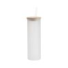 Vaso Arenado Delgado Tapa Bambu Con Pajita 600ml Xum