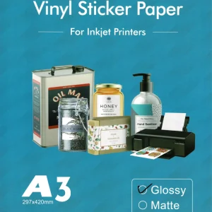 Autoadhesivo Blanco Brillo (Resistente al agua) A3 Paq:20 hojas