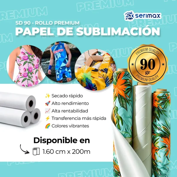 SD90/ PAPEL SUBLIMACION PREMIUM 90G 1.60X200M XRL