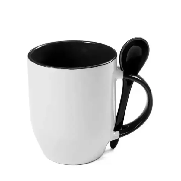 Taza Con Cuchara Interior Negro 11oz Xum
