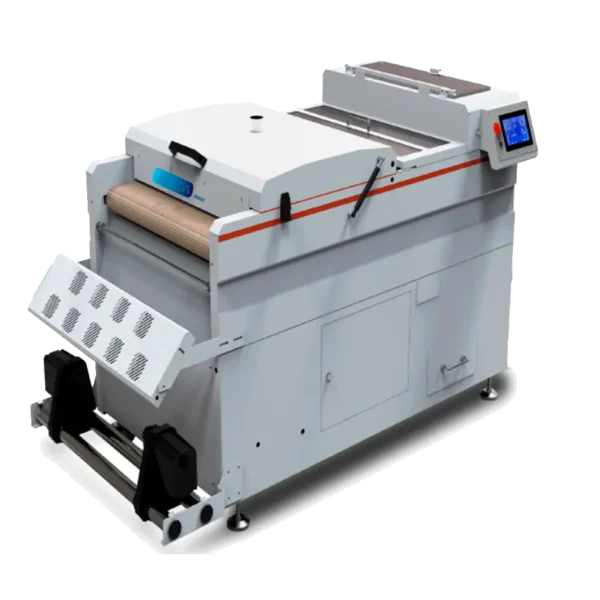 Horno y Shaker (dos en uno) ideal para los que tienen impresoras DTF de gran formato. Tiene banda transportadora