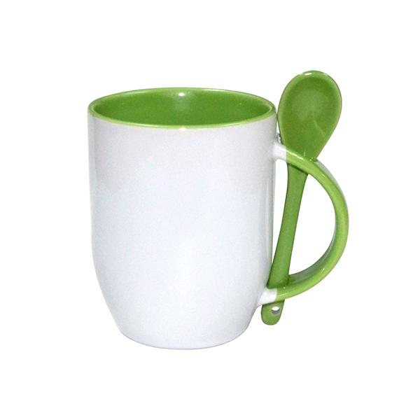 Taza Con Cuchara Interior Verde Claro 11oz Xum
